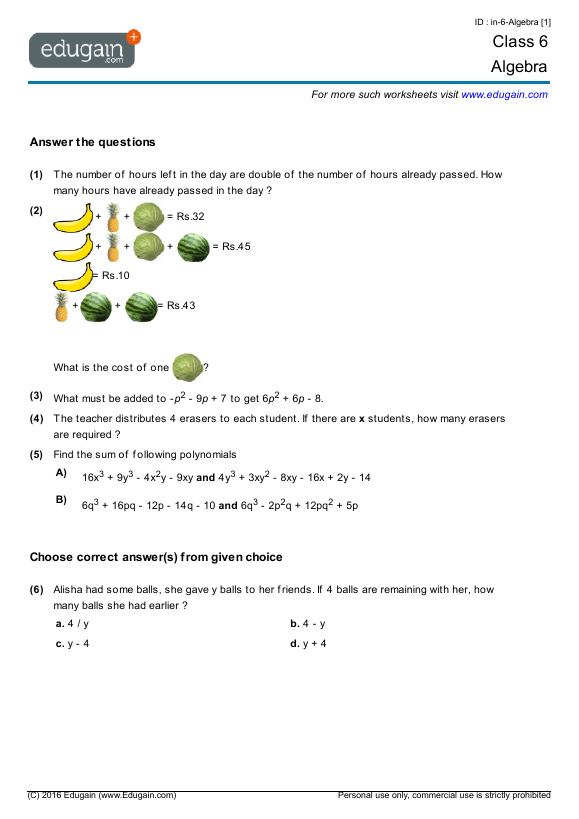 algebra-for-6th-graders-worksheet